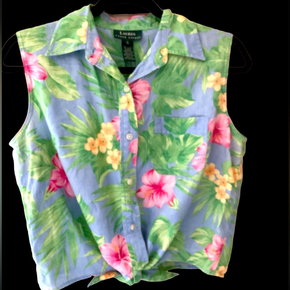 RALPH LAUREN TROPICAL SLEEVELESS TOP